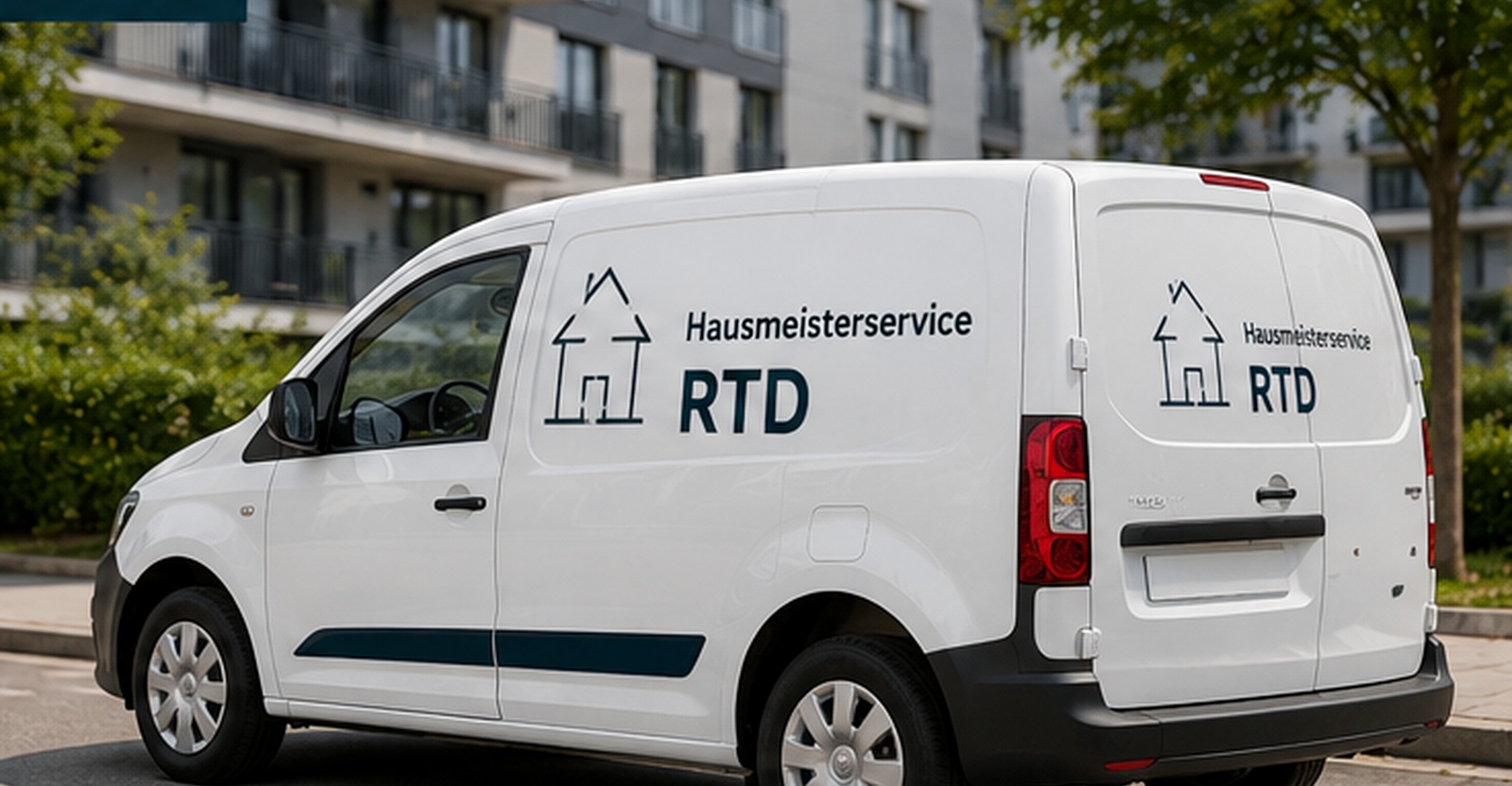 Hausmeisterservice RTD Fahrzeug vor Wohnanlage in Stuttgart